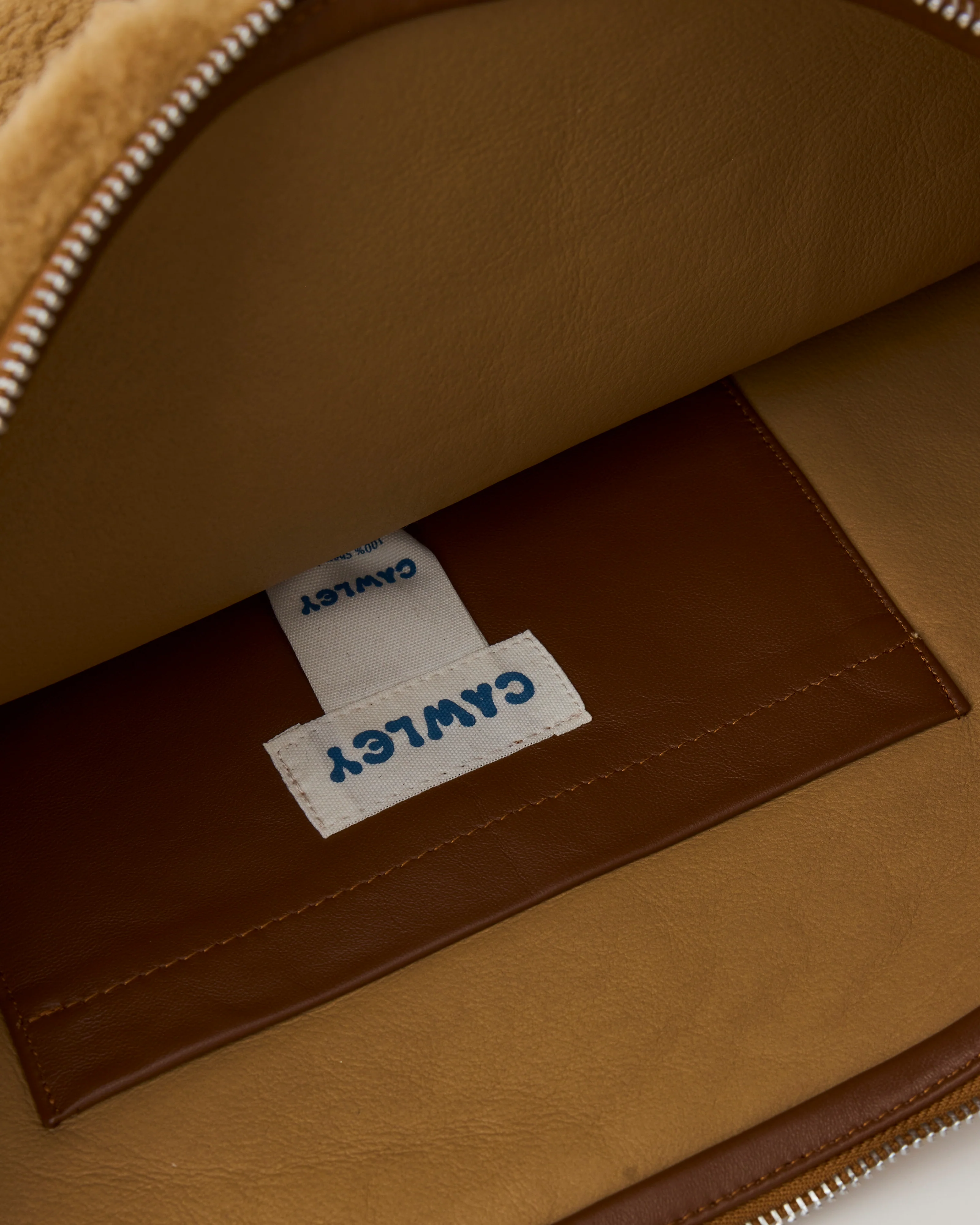 Tan Leather Back Curly Clutch Bag, Tan - Image 3