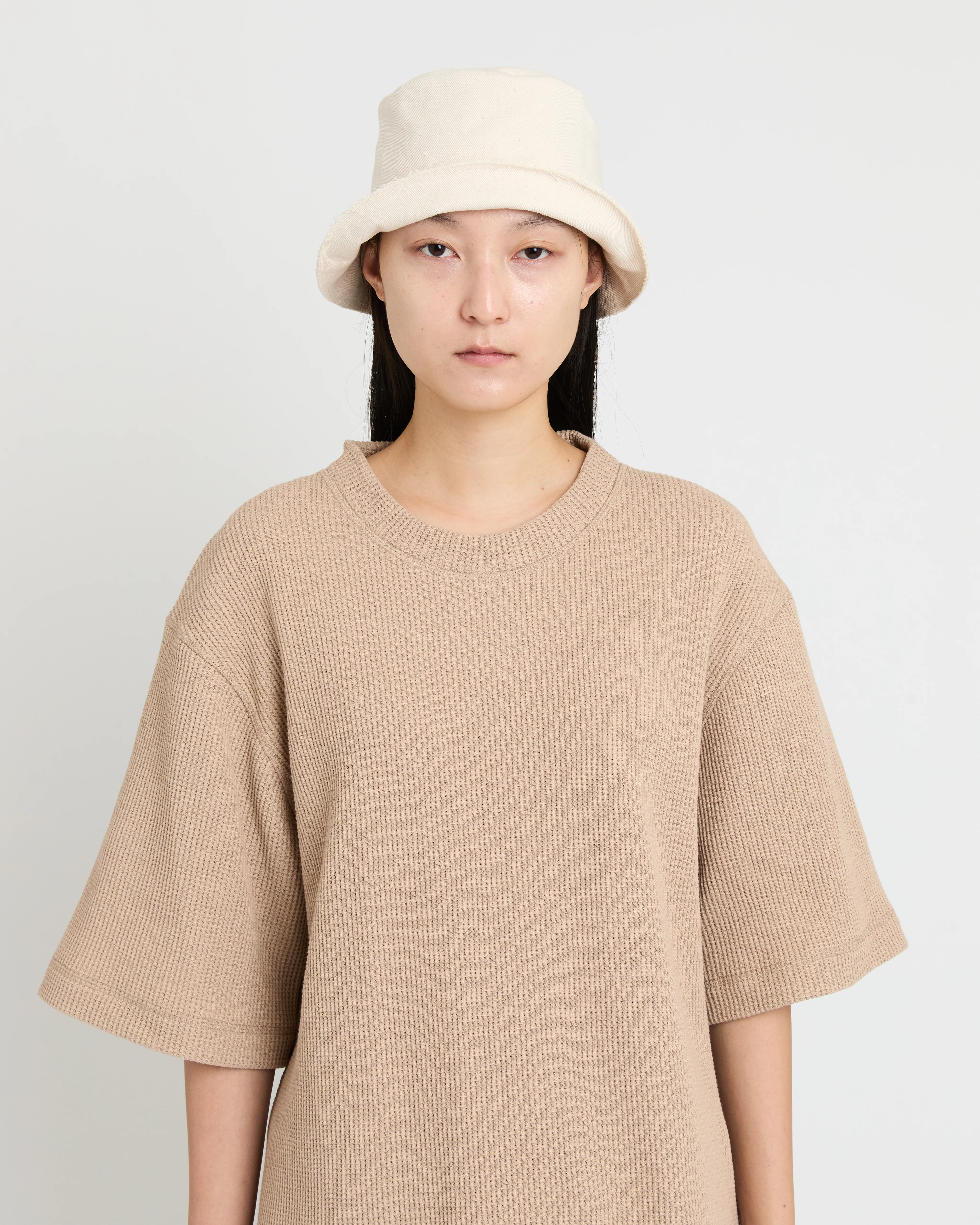Double Raw Edge Bucket Hat, Natural - Image 3