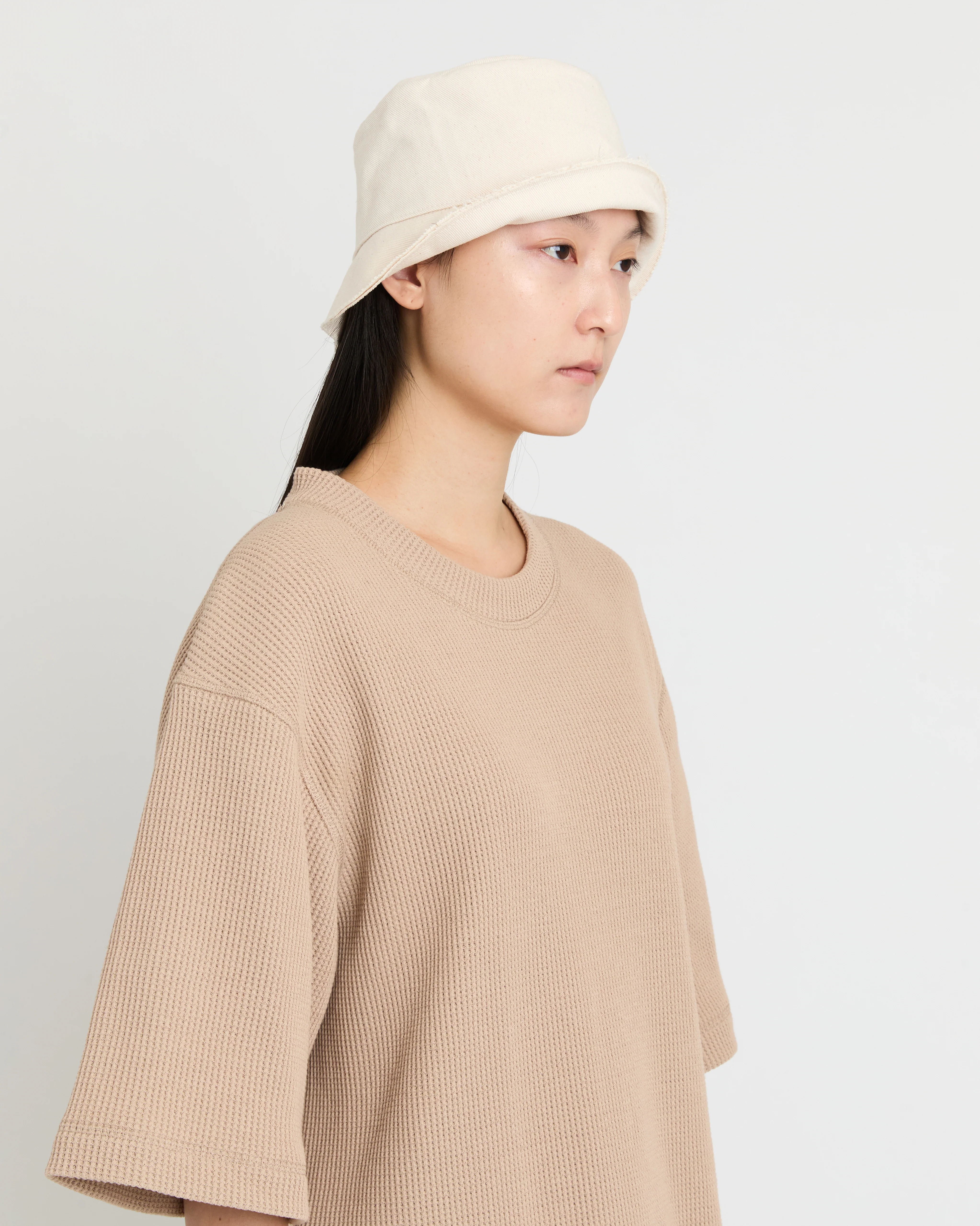Double Raw Edge Bucket Hat, Natural - Image 4