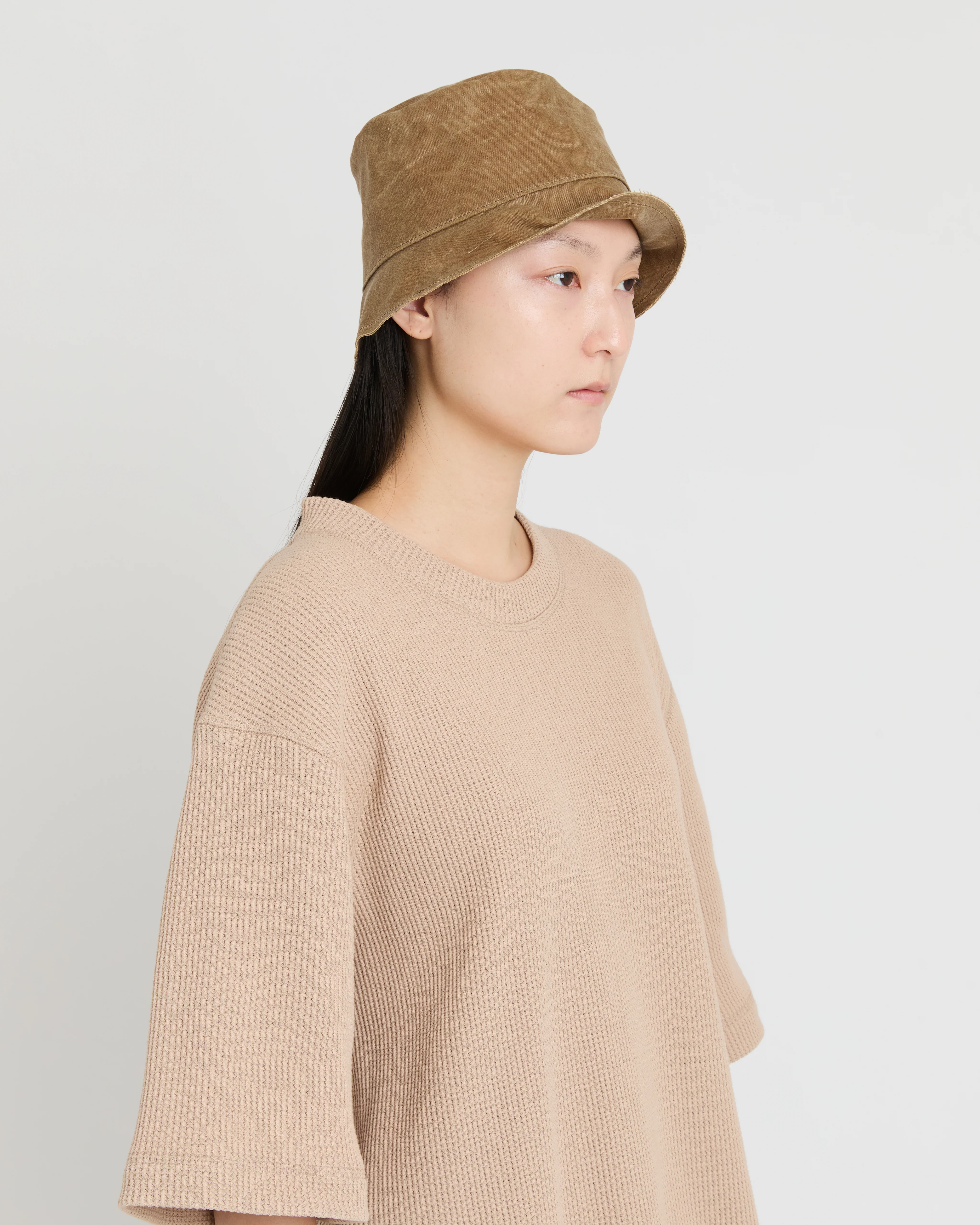 Double Raw Edge Bucket Hat, Olive - Image 3