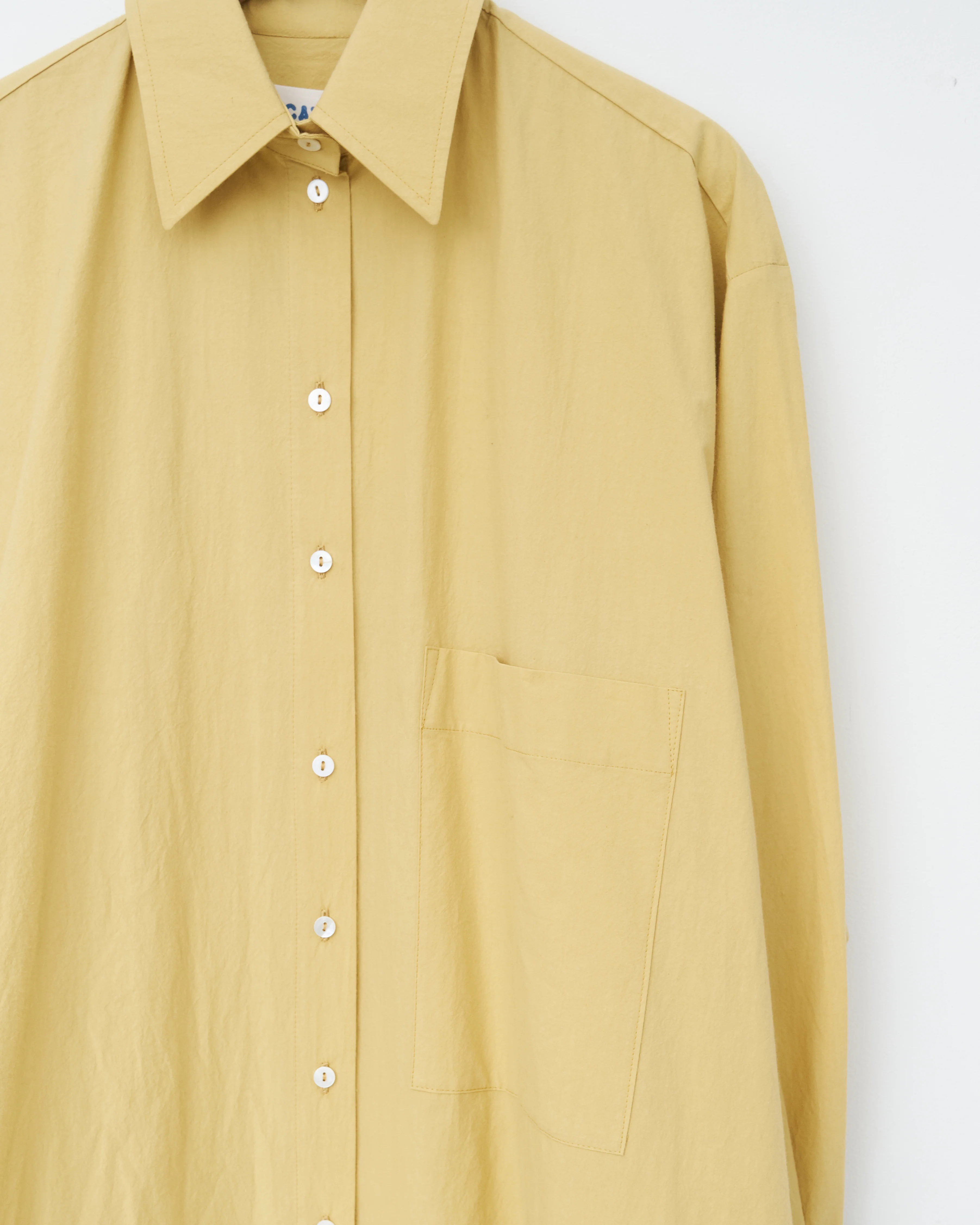 Japanese Crisp Cotton Big Shirt, Celery - Image 3