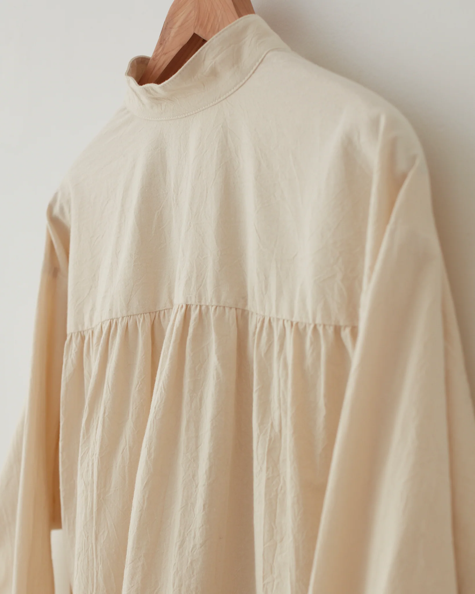 Ruffled Henley Shirt - Natural - Image 3