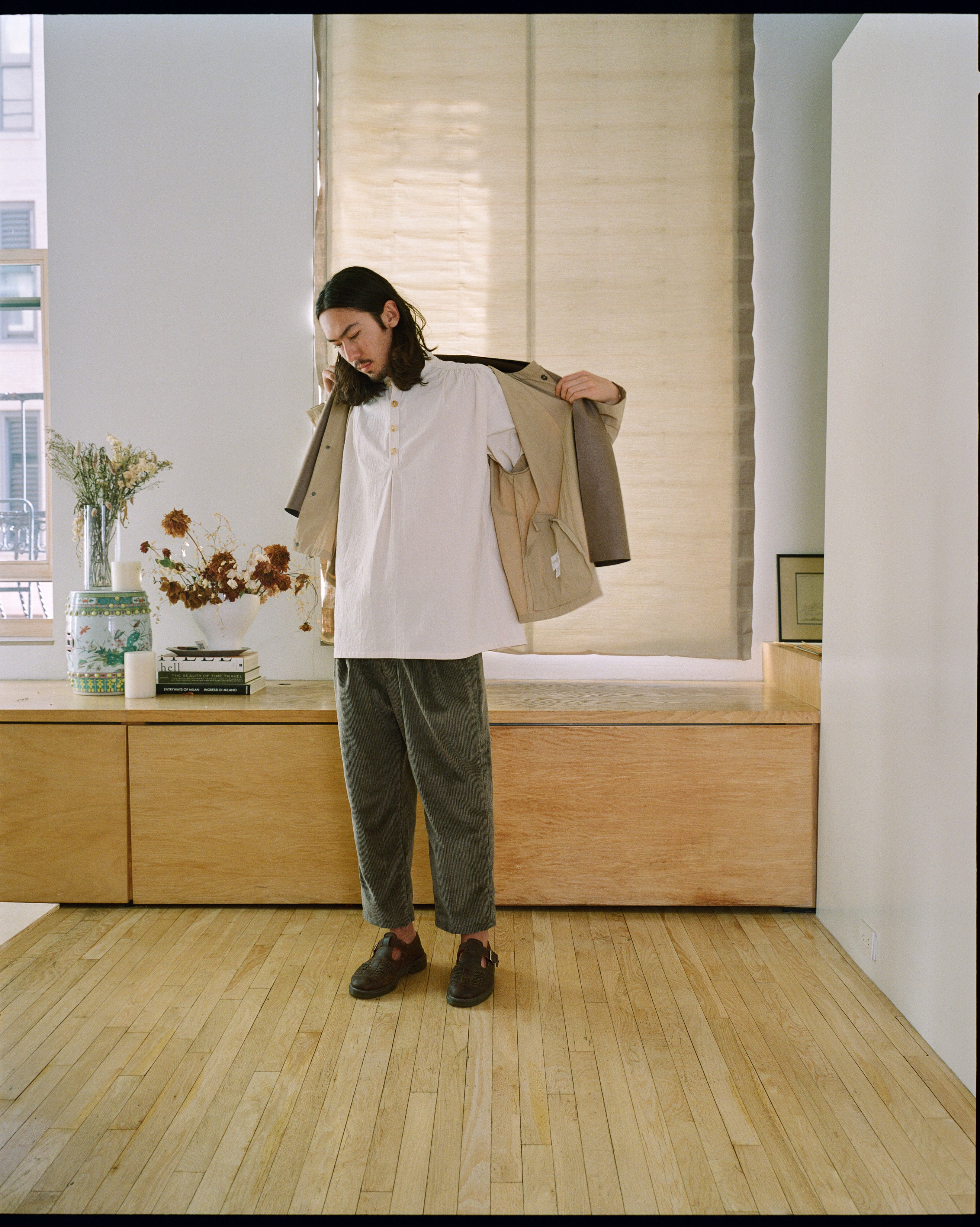 Ruffled Henley Shirt - Natural - Image 7