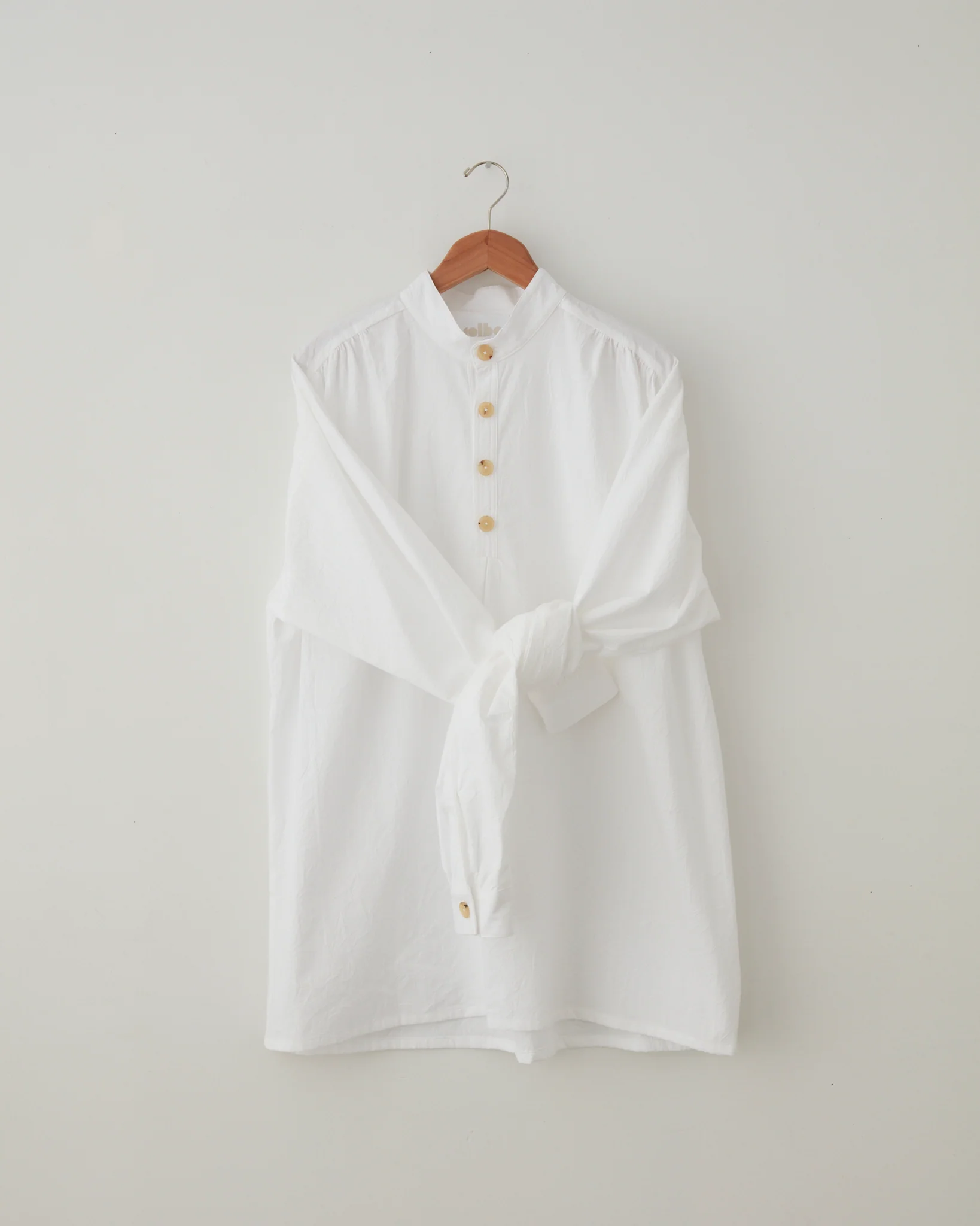 Ruffled Henley Shirt - White - Image 5