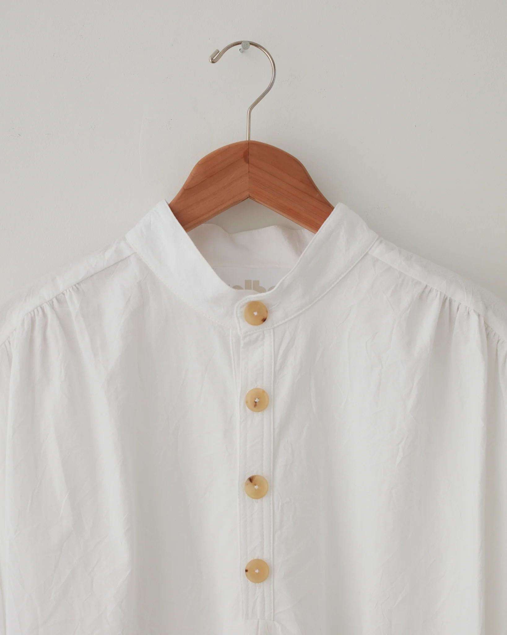 Ruffled Henley Shirt - White - Image 7