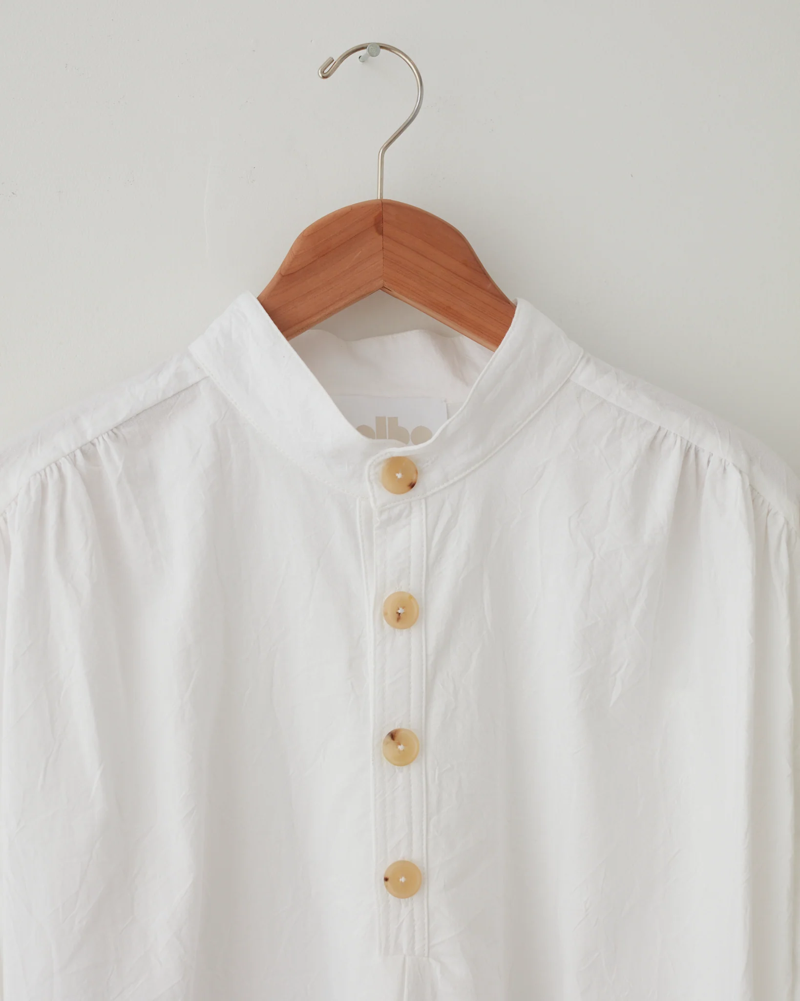 Ruffled Henley Shirt - White - Image 9