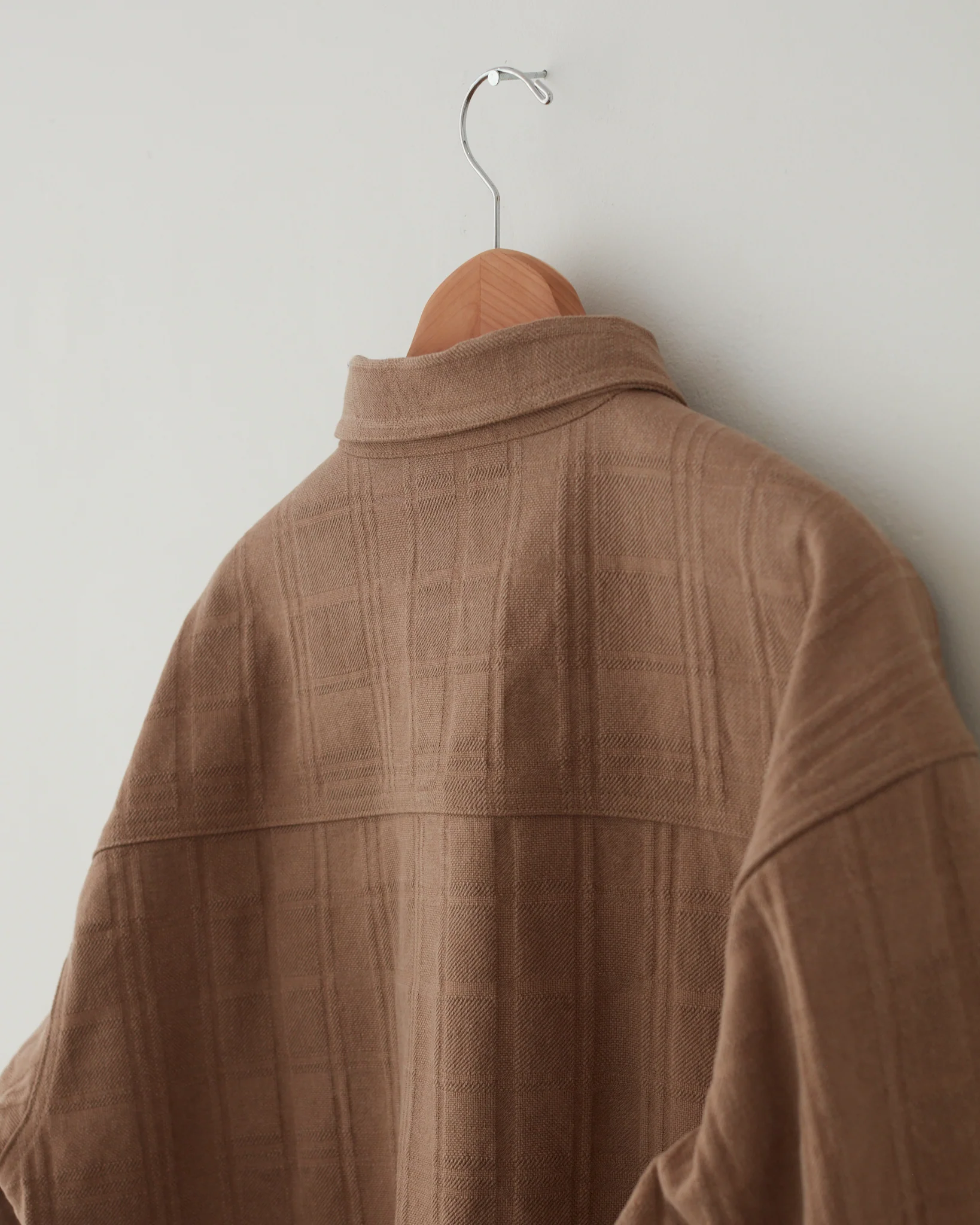 Tonal Plaid Yagi Over-Shirt - Brown - Image 4