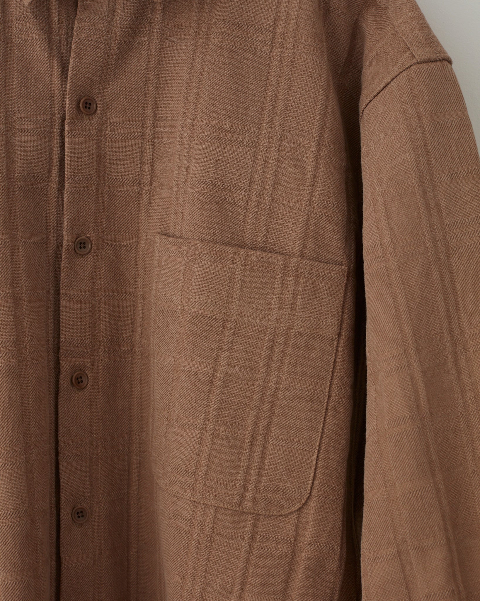 Tonal Plaid Yagi Over-Shirt - Brown - Image 5